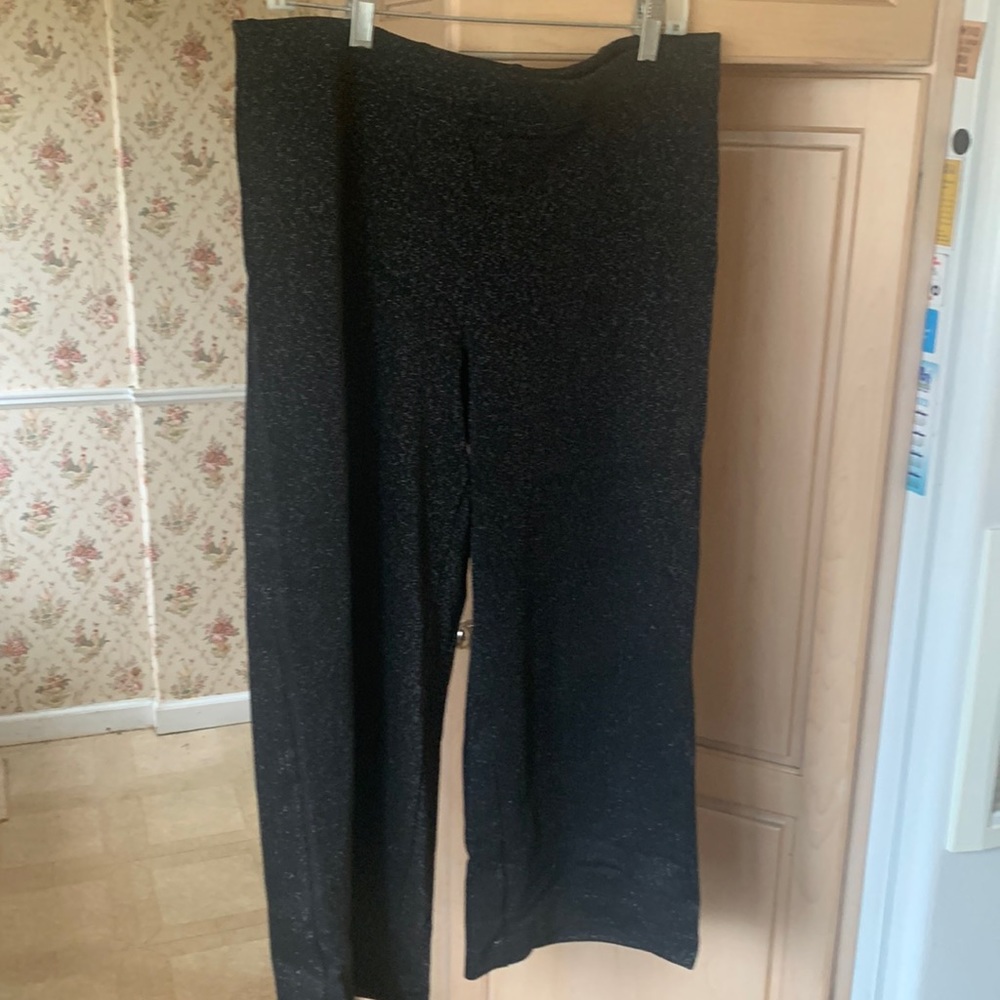 Loft Petites black sparkly ankle length pants